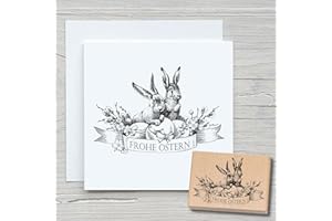 ‎NEWSTAMPS DIE STEMPELMACHER NEWSTAMPS Stempel Frohe Ostern Bild 01 Motivstempel groß aus Holz & Gummi zum Karten basteln, Holzstempel, Osterkarte, Grußkarte, Scrapbook, Textilstempel, Deko, Kinder
