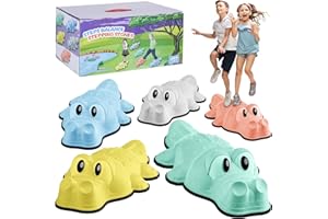 SKERITO Kids Stepping Stones, 6PCs Balance River Stones, Crocodile-Shaped Sensory Toy with Anti-slip Edge, Indoor Outdoor Obstacle Courses Beam Game Toys