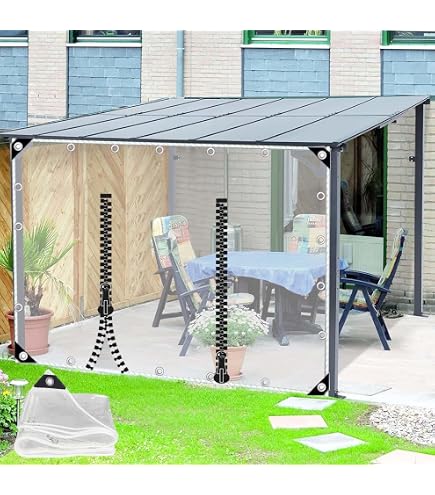 POCHY Wasserdichte Seitenwände Mit Ösen Transparenter Planenvorhang 0,14mm Plastikplane Für Garten Pavillons, Anpassbar (Color : Clear, Size : 2x4m/ 6.56x13.12ft