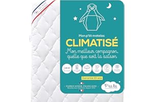 P'tit Lit - Matelas Bébé Climatisé - 60x120 cm - 1 face Été fraîche / 1 face Hiver ouatinée - Anti Acarien - Déhoussable - Oeko Tex - Fabrication Française