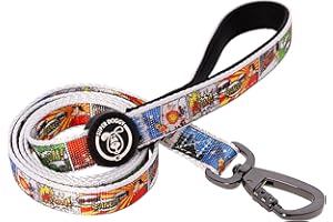 SUPER DOGGY Correa para Perros Originales - Perro Pequeño, Mediano y Grande - Correa de Nylon Resistente y Mango Acolchado - Varios Estampados Divertidos, 120 x 2cm (Cómic)