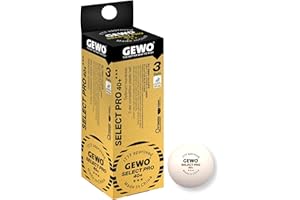 ‎GEWO GEWO Select PRO Tischtennisbälle - 3 Sterne Tischtennis-Ball aus Plastik 40+ mit Naht - ITTF-zertifizierte Wettkampf Bälle - hochwertige Profi-Tischtennisbälle weiß, 40+mm Durchmesser