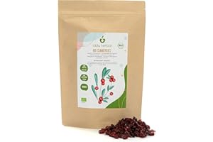 IDDA HERBAL Arándanos Secos Orgánicos (1kg), Arándanos Enteros de Cultivo Orgánico, Ligeramente Endulzados con Jugo de Frutas, 100% Naturales y Puros, Snack de Fruta Listo para Comer, Vegano