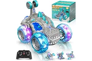 HappyGoLucky Macchina Telecomandata per Bambini, Giochi Bambini 3 4 5 6 7 8 9 10 Anni Regalo Bimbo 3 4 5 6 Anni Maschio Dinosauro Giocattoli Bambino 3 4-9 Anni Monster Truck Giochi per Bambini