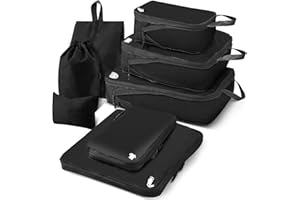 SAMFOLK Kompresyjne kostki do pakowania, 8 zestawów niezbędnych podróży organizer podróżny, wodoodporne kostki do pakowania bagażu podręcznego, kostki kompresyjne