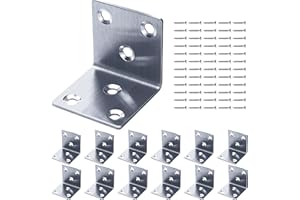 Gorffy Winkelverbinder 12 Stück, Edelstahl Winkel 40 x 40 x 40 x 1,7 mm, Schwerlastwinkel mit 72 Stück Schrauben, Metallwinkel 90 Grad für Holz, Silber Bauwinkel für Dachlatten