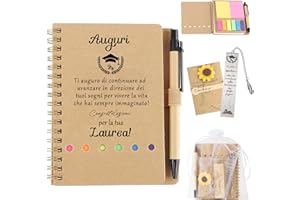 Merclix Set Idee Regalo Laurea Donna Quaderno Segnalibro E Biglietto Auguri Gadget Regalo Laurea Uomo Ragazza Ragazzo Amica