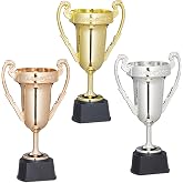 Relaxdays Trophy Set, 6 Pieces, Sports and Celebrations, No Engraving, Plastic, Handle, Height x Width x Depth: 22.5 x 13.5 x