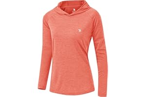 YSENTO Damen Laufshirt Langarm Sportshirt UPF 50+ Schnelltrocknend UV Schutz Hoodie Pullover Wandershirt mit Daumenlöcher