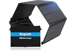 Bogseth 30W Solarpanel Faltbar 2 USB Anschluss Wasserdichtes Tragbares Solarladegerät für Handy,PD18W QC3.0 USB C Solar Panel Outdoor, Camping Charger für iPhone Smartphone Tablets GoPro usw