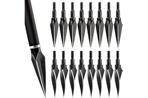 REAWOW 16Pcs Broadheads Arrowheads, Carbon Steel Metal Hunting Arrows, Traditional Archery Suitable for Outdoor Shooting Sports, Composite Bow, Curved Bow