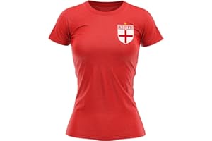 PURPLE PRINT HOUSE England Shirt Women - Womens England Flag Badge T Shirt - Football Country European Supporters 2022 Retro Tee Her - English Tournament 2024 Footy Soccer Top