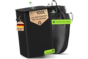 LimeNest Pfandflaschen Sammelbehälter - Extrem praktischer & stilvoller Leergut Organizer mit großer Einwurföffnung, 2 Tragetaschen & cleverem Innenfach - Ideale Pfandbox aus recyceltem Material