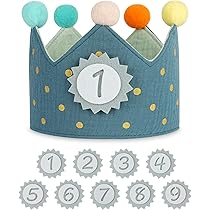 Rwoythk Geburtstagskrone Aus Baumwolle - Wiederverwendbare Krone Mit Zahlen 1-9 Für Jungen & Mädchen