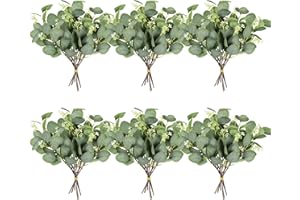 Homcomodar 36 steli di eucalipto artificiali realistici al tatto, foglie di eucalipto artificiali, rami di piante artificiali per centrotavola da matrimonio, bouquet floreale, decorazione per la casa