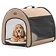 Petsfit Soft Dog Crate, Dog Travel Crate - 26.5 Inch Lightweight, Roomy, Easy to Set Up, Portable Pop Up Dog Carrier with Thick Mat, Large Cat Carrier for 2 Cats，Sturdy Soft Sided Dog Crate, Khaki