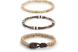 LOCAL LEAGUE SET DI BRACCIALETTI DI PERLINE DA SURFISTA UOMO in Corda Multistrato SURF CREW HAWAII cordoncino in Vera Pelle Regolabile per Fidanzato, Vacanze Feste Sagre Spiaggia