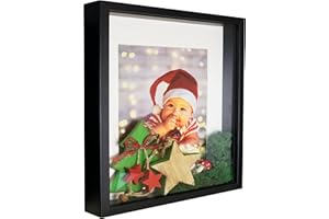 BD ART 28 x 28 cm Box 3D Marco de Fotos con Paspartu 20 x 20 cm, Negro