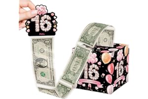 MIENOCOL Black Pink Pull Surprise Money Box - 16th Birthday Cash Gift Presentation Box