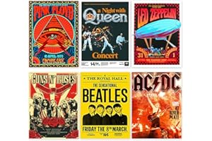 BDSHUNBF Set di 6 Rock Band Poster, Motivo Copertine Degli Album, Decorazione Artistica, Poster Musicali, Decorazione Artistica da Parete per Dormitorio Senza Cornice 20 x 25 cm