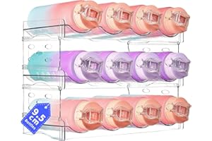 VexNook - Regał na butelki – nie zajmuje dużo miejsca, można układać w stos i przezroczysty – idealny na butelki z wodą, butelki na napoje, kubki ze słomką i puszki (3 warstwy 12 butelek)