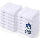Utopia Towels - Washbasin Towels Pack of 12 (30 x 30 cm) (White) | Ring Spun Cotton Bath Towels, Highly Absorbent, Great for