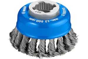 Bosch 1x PRO Steel Longlife Cup Brush, Knotted Wire for Small Angle Grinder and X-Lock (for Steel, Ø 75 mm, Professional Accessory Small Angle Grinder)