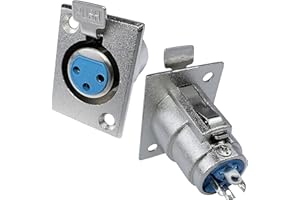 Aerzetix - C53383 - Set di 2 connettori XLR presa microfono 36x40x26mm femmina 3 pin per saldare - colore argento - in metallo