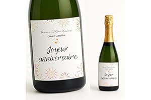 MELILO Étiquette de Bouteille Personnalisée – Anniversaire, reraite, Félicitations – Etiquette Vin Champagne Mousseux Bière – Cadeau Original pour Famille et Amis (Joyeux anniversaire)