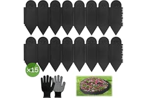 LYLIDIA Bordures de Jardin en Plastique 15 Pcs Clôture de Pelouse Décorative Bordure Jardin Exterieur 6m Bordure de Parterre 15cm de Hauteur Bordure Pelouse Flexible pour Gazon Potager Verger