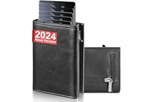 UNOSEKS Portafoglio da uomo – Portafoglio da uomo con protezione RFID, sottile portafoglio con scomparto per monete, Smart Wallet, Nero