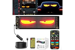 ZIMAOER Ojos LED para Camiones, Luz de Ojos de Diablo para Coches, Pantalla Flexible Grande Programable para Coches, Camiones, Tiendas, Diseño LED Dinámico DIY (1ud 9.2x37.4cm)