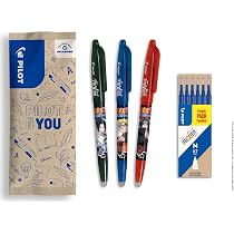 FriXion Naruto 3 Stylos FriXion Effaçables Naruto Édition Limitée - Pilot - Pointe 0.7mm - Rechargeables Frixion Clicker Naruto