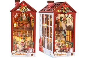 CIVG Book Nook kit Noel,Kit Mini Maison,Maison Poupée Mini Kit,Kit Maison de Poupée en Bois,Maison Miniature a Construire pour Cadeaux de Noël, décoration pour Salle d'étude