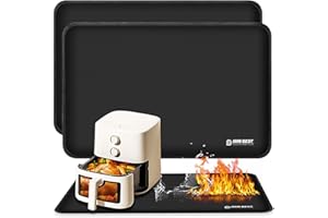 IMNBEST Lot de 2 Tapis résistant à la chaleur, tapis résistant à la chaleur pour friteuses, tapis en silicone résistant au feu 45 x 35 cm pour plans de travail de cuisine