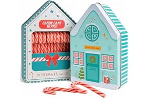 MIJOMA Candy Cane House 2er Set - 28 Zuckerstangen in dekorativer Blechdose - Pfefferminzgeschmack - vegan halal glutenfrei - mit natürlichen Farbstoffen -2x168g