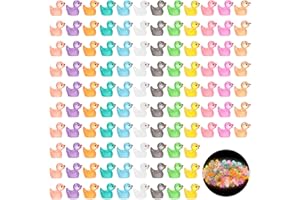 Halinuia 120 Stück Mini Leuchtend Enten Mini Enten Harz 12 Farben Kleine Entchen Figuren Miniatur Minienten Kleine Tiere Duck für Miniatur Garten Aquarium Landschaft Puppenhaus Topfdekorationen