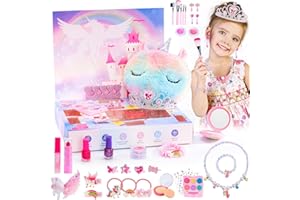 hahaland Makeup Adventskalender 2024 Mädchen,24 Tage,Schmuck,Einhorn-Make-up,Weihnachts-Countdown-Kalender,Geschenkset Kinder,Christmas Surprise Princess Gift