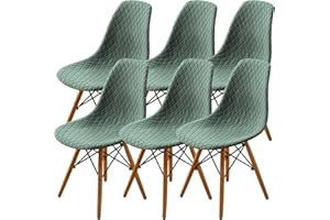 SHENGYIJING Esszimmerstühle Abdeckungen 2/4/6 Stück,Stil Shell Esszimmerstuhl Mid Century Modern Stuhl Sipcover,Gepolsterte Dining Accent Side Stuhlhussen (Matcha Green,6 Pieces)