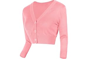 URBAN COCO Urban GoCo Femmes Cardigan en Tricot Pull à Manches 3/4 en V-Col Boléro Blouson Gilet avec Boutons