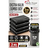 Ekstra Kalın &Ccedil;&ouml;p Torbası 80x110 Cm Siyah &Ccedil;&ouml;p Poşeti 3 Kg D&ouml;kme Dayanıklı Poşet
