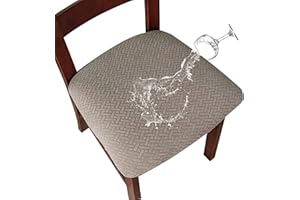 LANSHENG Fundas para sillas Pack de 4 Fundas sillas Comedor Fundas elásticas, Fundas de Asiento para Silla,Diseño Jacquard Cubiertas de la sillas Funda de Asiento sin Respaldo (Pack de 4,Gris Pardo)