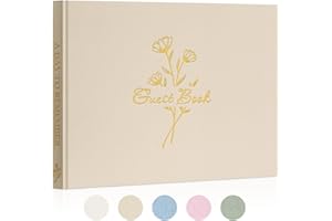 Lanpn Libro de Visitas de Boda 108 Páginas en Blanco, Libro Firmas Boda de Lino, Libros de Firmas para Bodas, Aniversario, Bautizos, Cumpleaños, Libro de Recuerdos, álbum de Invitados de Boda, Beige