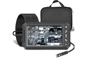 GEYUEYA HOME 5,0 Zoll IPS Bildschirm 1080P HD Dual Kameras Endoskopkamera mit Licht, 5M Industrie Boroskopkamera Inspektionskamera Rohrkamera mit 6+1 Einstellbare LEDs, IP67 wasserdichte, 2000mAh Akku, 32GB Karte
