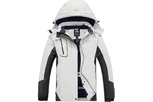 Wantdo Chaqueta de Esquí Cálida para Mujer con Forro Polar Chaqueta de Snowboard Impermeable con Capucha Abrigo de Montaña Impermeable Antiviento Mujer