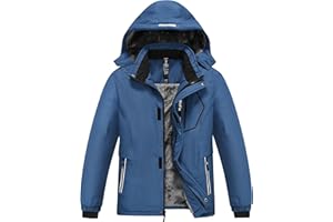 MoFiz Chaquetas de Esquí para Niño Invierno Forro Cálido Abrigo Impermeable de Nieve Montaña Antiviento con Capucha Desmontable 6-16 Años