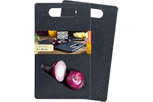 Moritz & Moritz 2X Small Plastic Chopping Board Set Black Granite Look - 25x15 cm - Cutting Boards for Kitchen - Kitchen Chopping Boards Hygienic and Dishwasher Safe