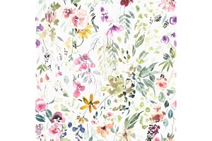 VEELIKE Fototapet blommor vit tapet blad akvarell blomma tapet vintage skåppapper självhäftande tapeter blommotiv möbelfolie mönster självhäftande film vägg dekoration sovrum 44,5 cm × 300 cm