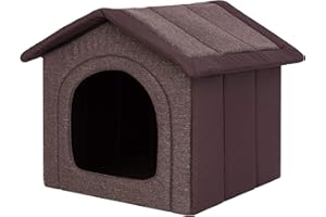 BJIRD Hundehaus Hundehütte für große Hunde - Katzenhaus, Katzenhöhle - mit herausnehmbarem Dach - Tierhaus für Katzen und Hunde für Drinnen / Indoor - Dunkelbraun - 76 x 72 x 74 cm [R6 / XXXL]