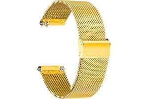 TStrap Bracelet Montre Metal Maille - Noir Dégagement Rapide Bracelets pour Homme Femme - Métallique Mesh Watch Strap Connectée Boucle - 10mm 12mm 14mm 16mm 18mm 20mm 22mm